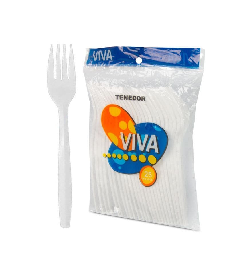PAQUETE DE TENEDOR DESECHABLE VIVA 25 UNI
