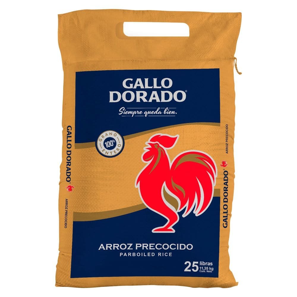 SACO DE ARROZ GALLO DORADO PRECOCIDO 25 LIBRAS