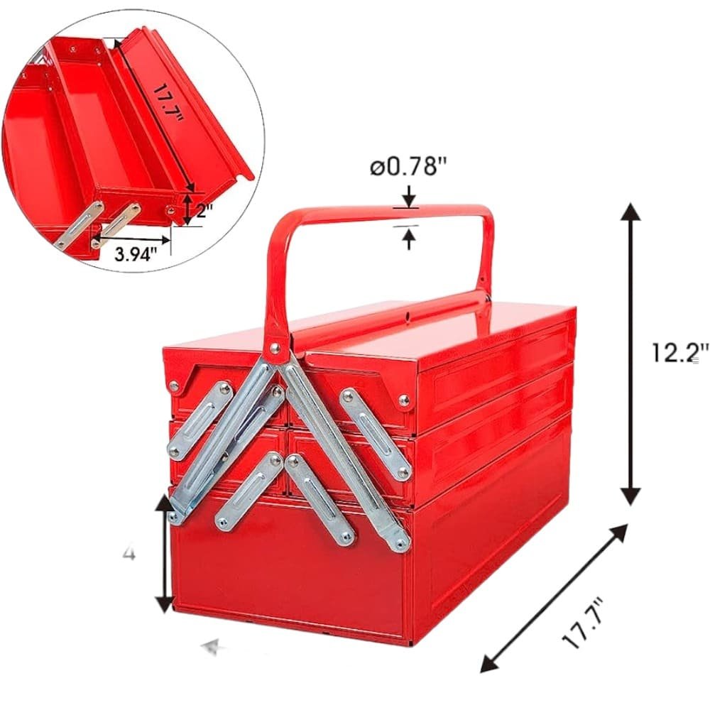 CAJA PORTA HERRAMIENTA COLOR ROJO 5 COMPARTIMIENTO