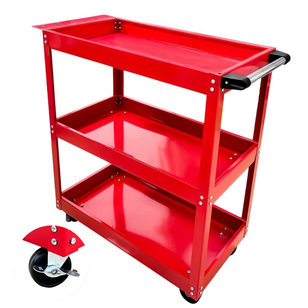 CARRETA PORTA HERRAMIENTA 3 DIVISIONES 67 X 36 X 19 CM COLOR ROJO