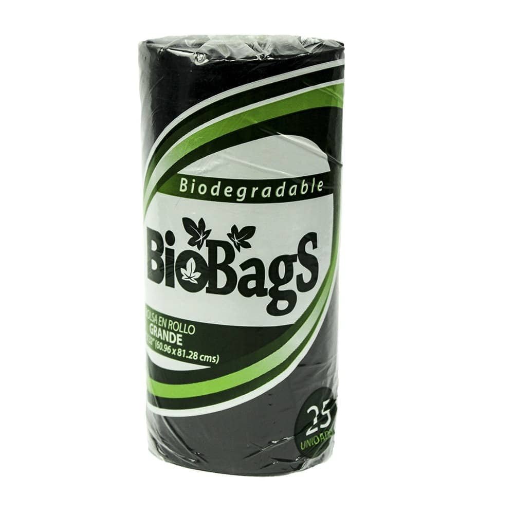 ROLLO DE BOLSA GRANDE 24X32 BIO BAGS BIODEGRADABLE 25 UNI NEGRO