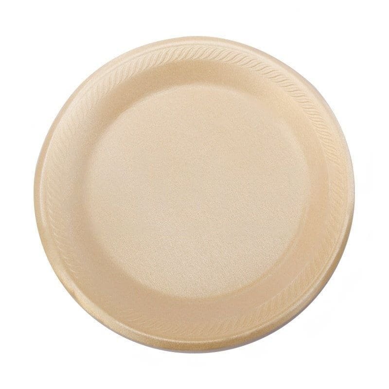 PLATO REDONDO # 9 LISO BIODEGRADABLE BEIGE GRACO 25 UNIDADES
