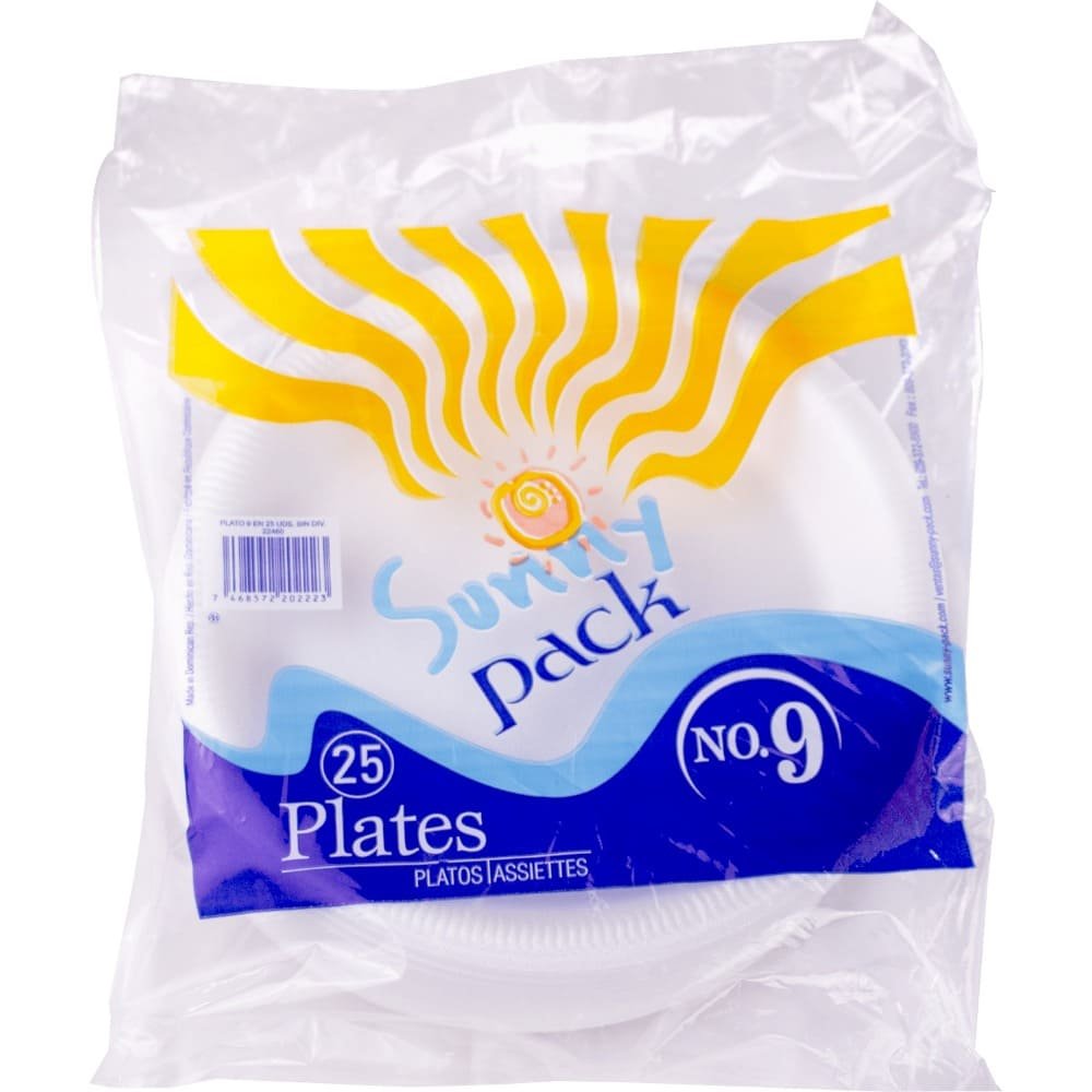PAQUETE DE PLATO GRANDE REDONDO 25 UNI # 9 BLANCO
