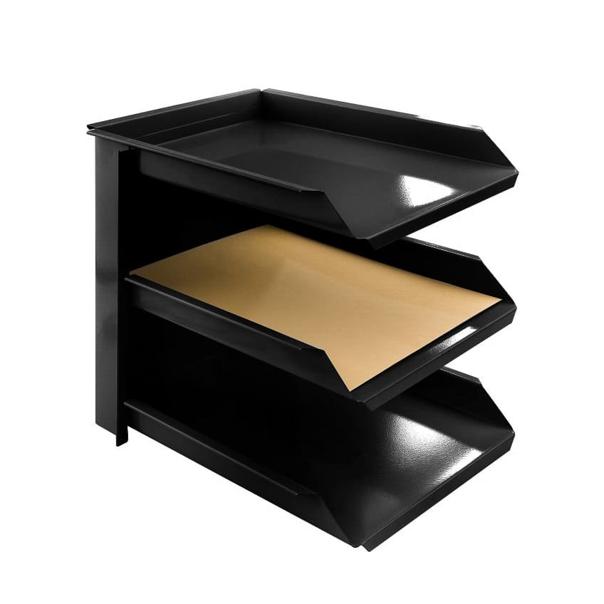 PAPELERA OFFICE METALICA 3 NIVELES NEGRO