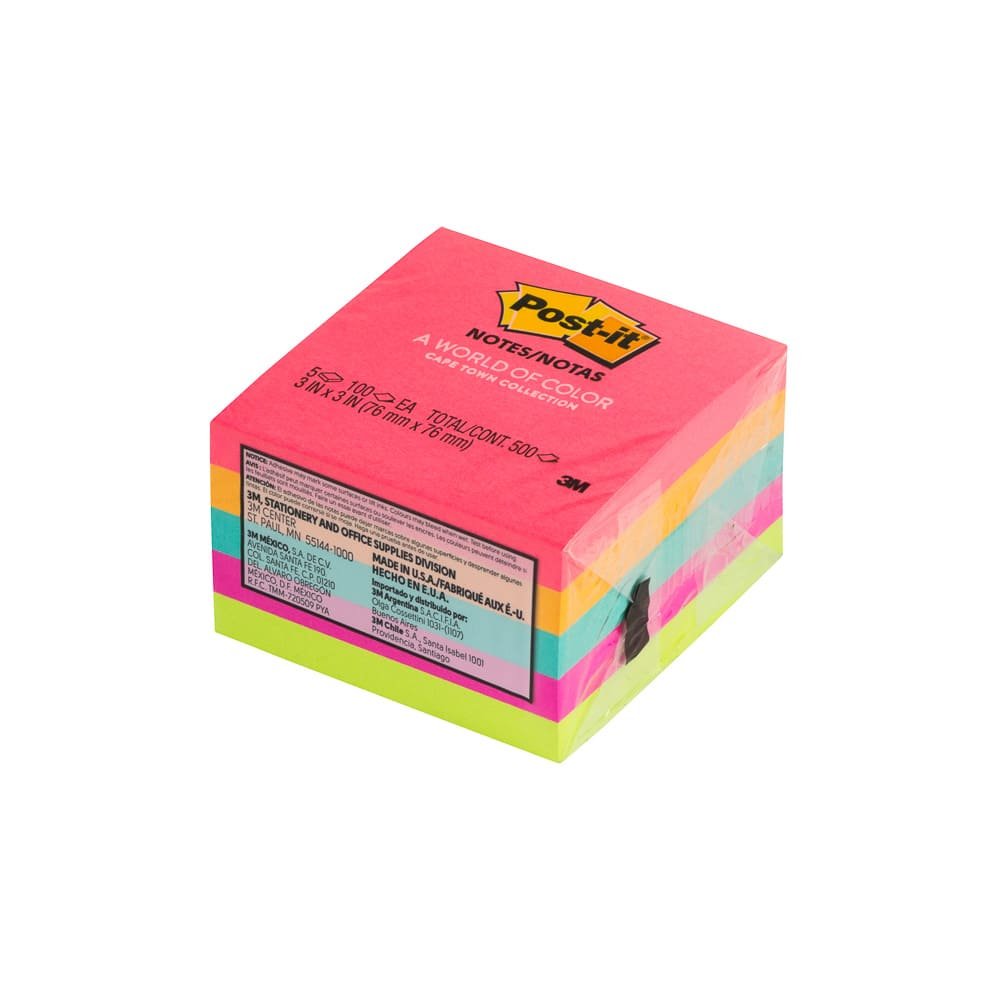 BLOCK POST IT 654-5PK 3″X3″ PX5 COLORES CAPETOWN NEON