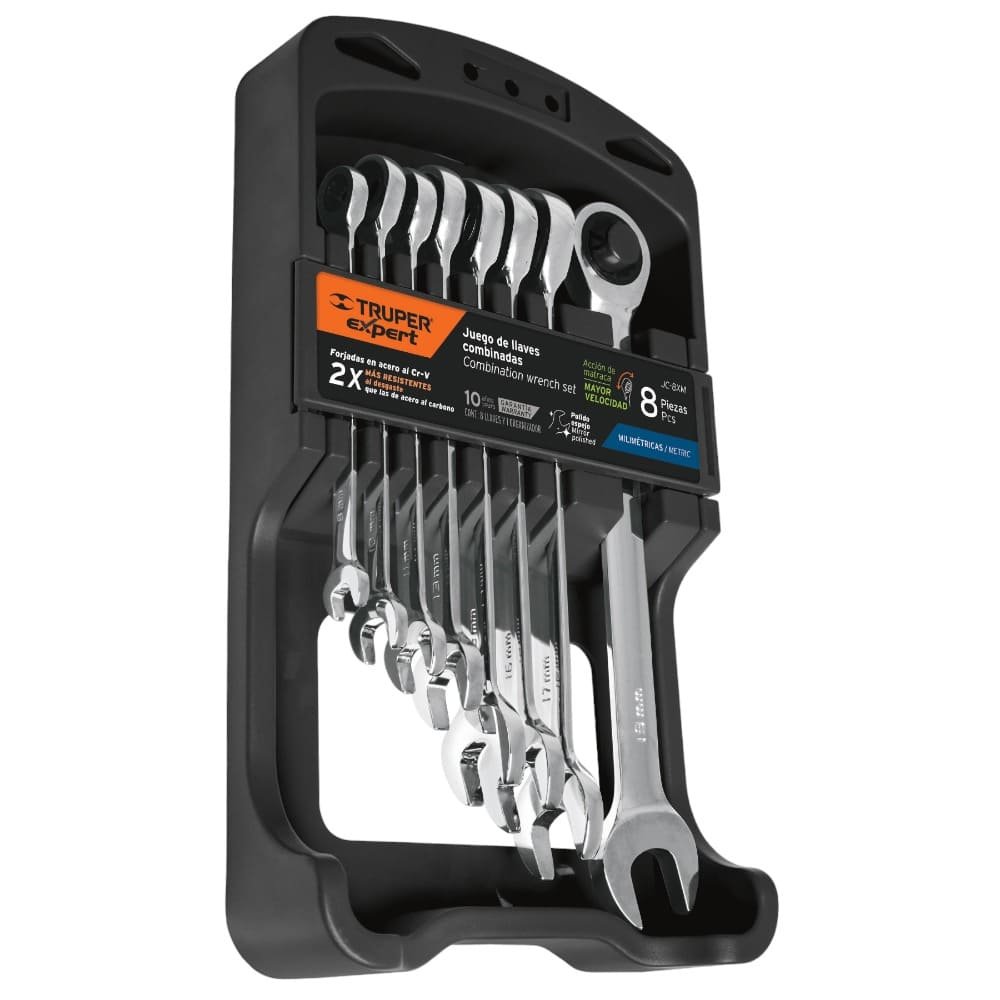 JUEGO DE LLAVE COMBINADAS MM PULGADAS CON MATRACA TRUPER EXPERT