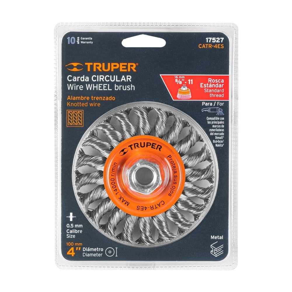 CARDA CIRCULAR 4 IN ALAMBRE TRENZADO EJE 5/8 IN - 11 TRUPER