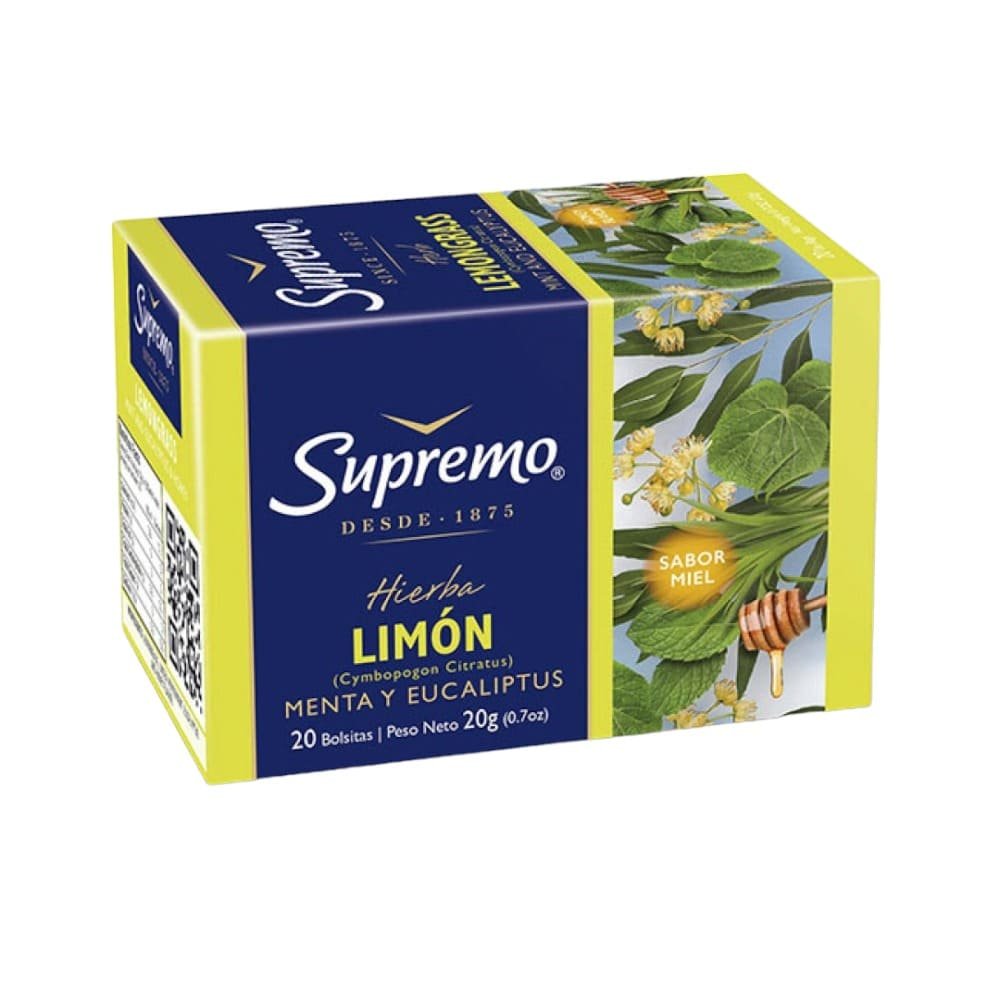 CAJA DE TÉ DE LIMON MENTA Y EUCALIPTUS SUPREMO 20 GRAMOS
