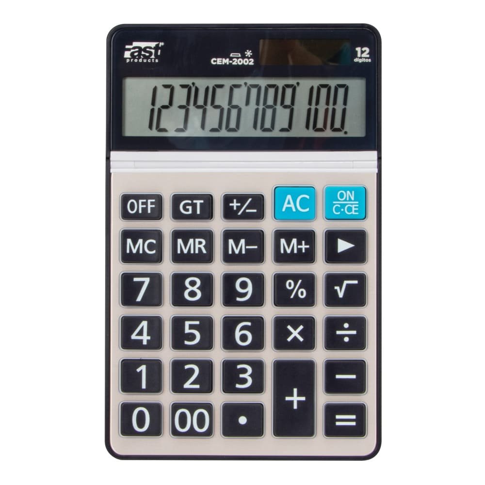 CALCULADORA PARA ESCRITORIO FAST CEM-2002 METALICA 12 DIGITOS
