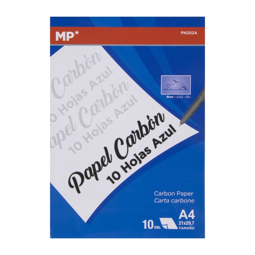 PAPEL CARBON MP 10 HOJAS COLOR AZUL TAMAÑO CARTA