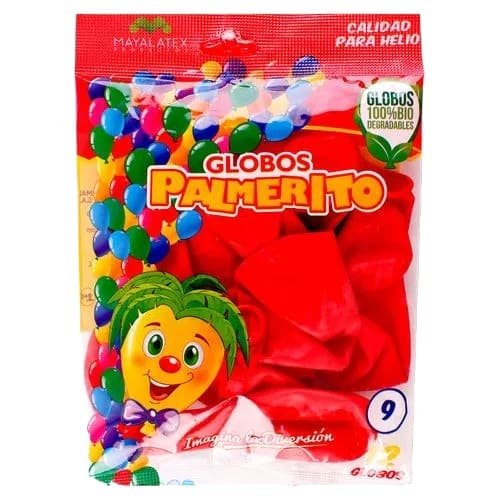 GLOBOS PALMERITOS LÁTEX No. 9 ROJO 100 UNI