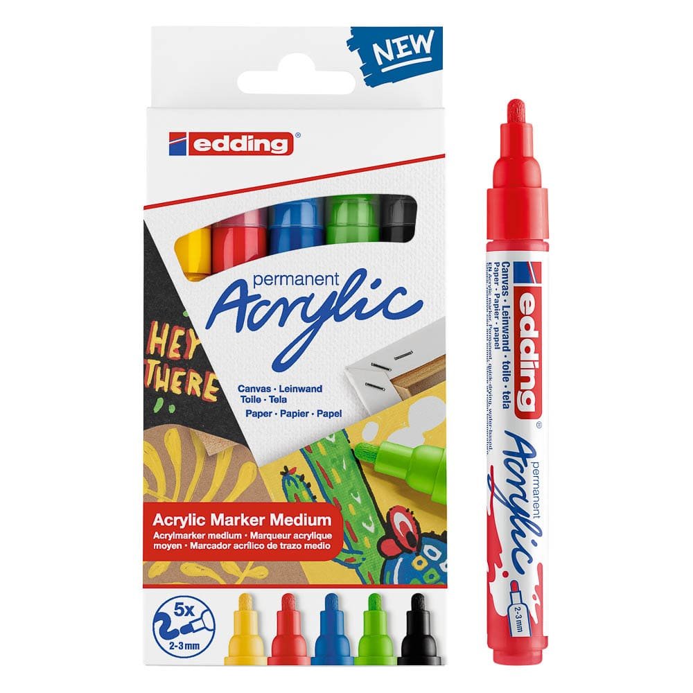 MARCADOR EDDING ACRILICO 5100 5 COLORES FESTIVO