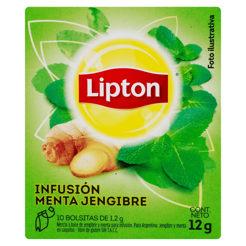 CAJA DE TE LIPTON JENGIBRE MENTA 12 GRAMOS