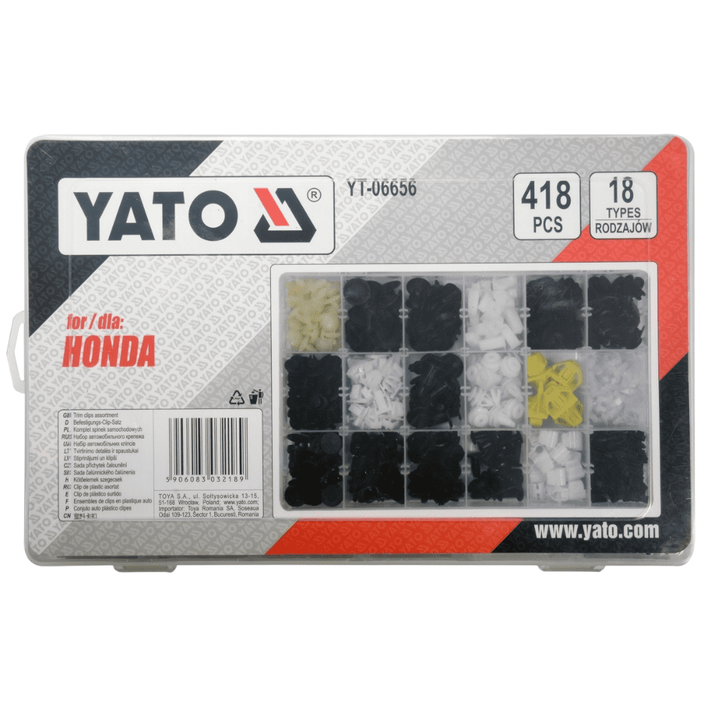 SET DE CLIP MIXTOS PARA CARRO HONDA 418 PIEZAS YATO 06656