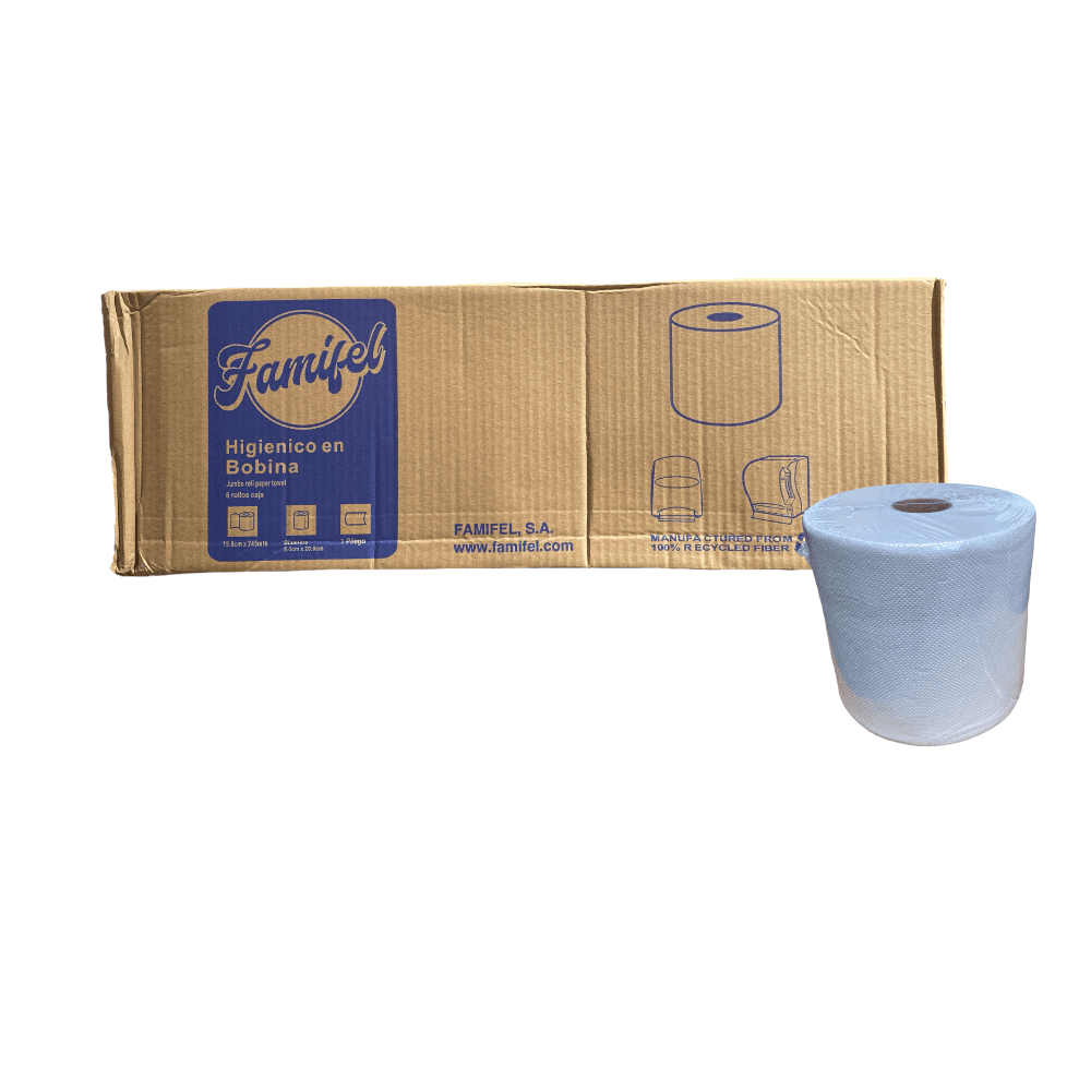 CAJA DE PAPEL TOALLA 245 METROS FAMIFEL 6 ROLLOS
