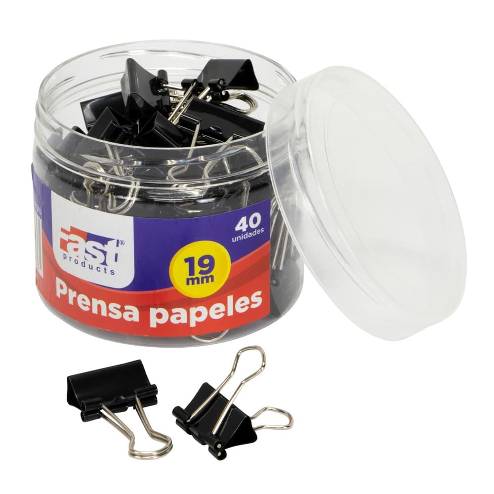 PRENSA PAPELES FAST 19 MM FRASCO DE 40 UNIDADES
