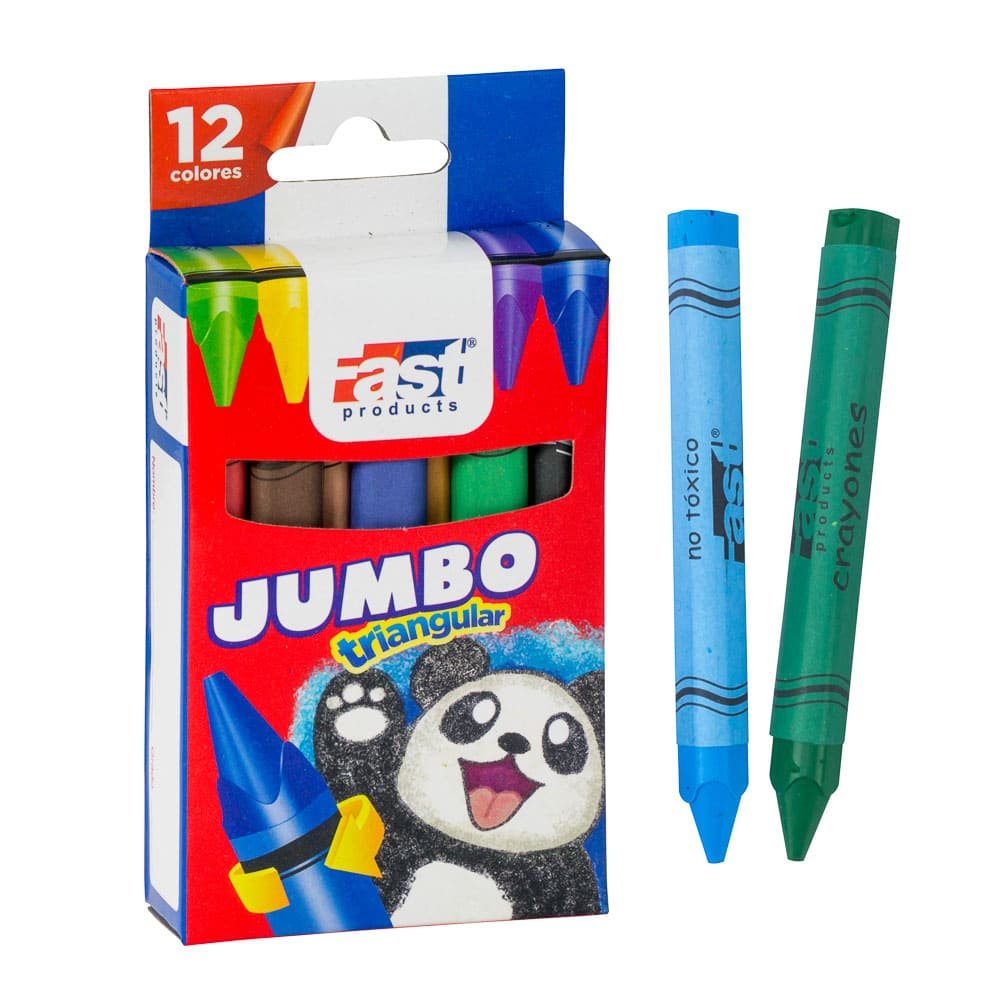 CRAYON DE CERA FAST T212 TRIANGULAR 12 COLORES JUMBO