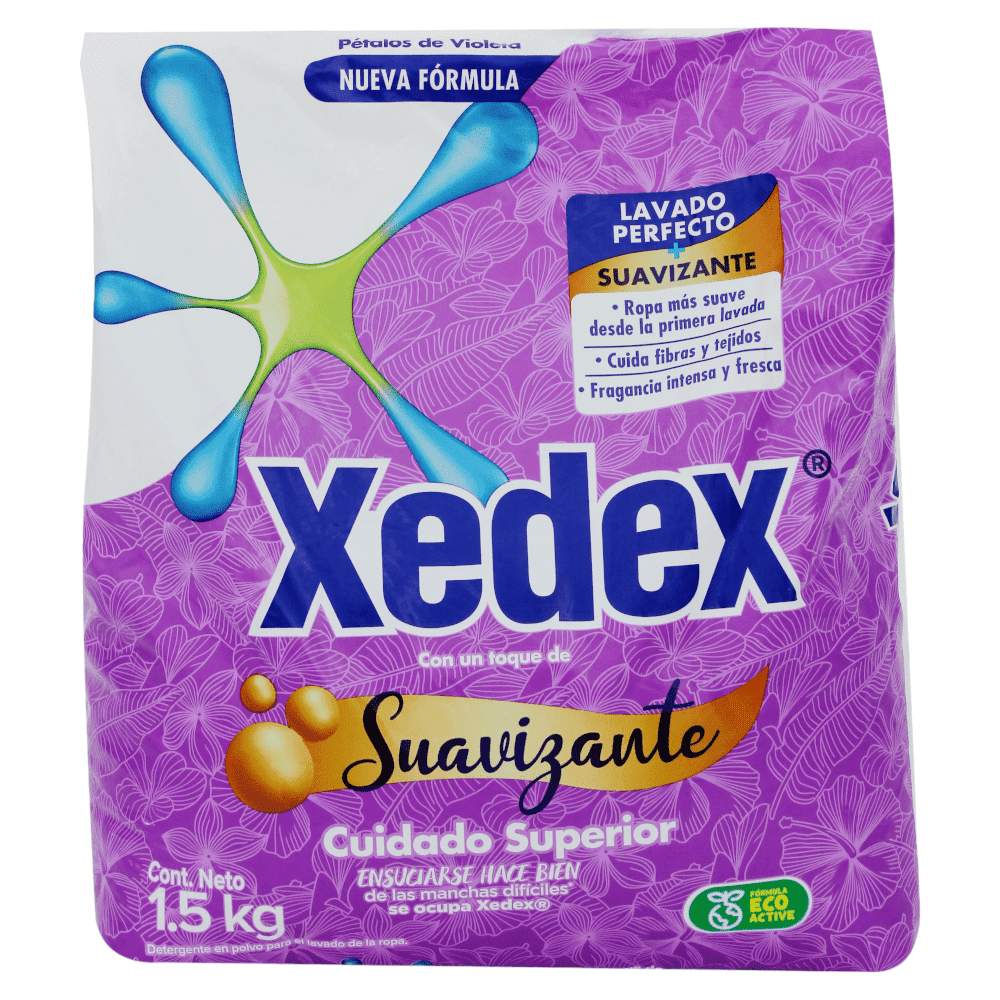 DETERGENTE EN POLVO XEDEX SUAVIZANTE PETALOS DE ROSA VIOLETA 1.5 KILOS