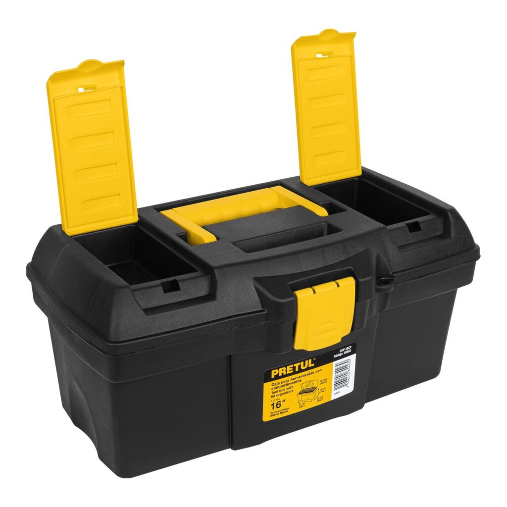 CAJA PORTA HERRAMIENTA PRETUL AMARILLA CON NEGRO