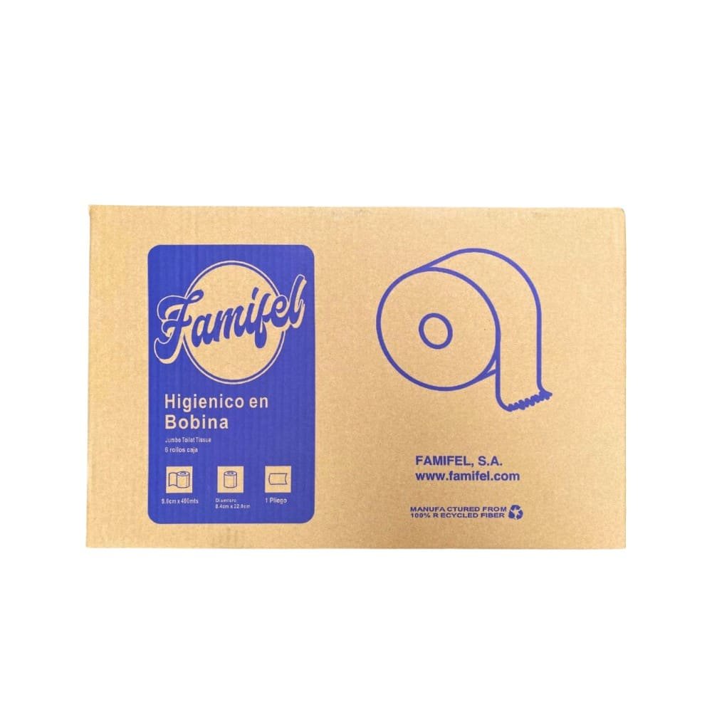 PAPEL HIGIENICO JUMBO ROLL DE 1 HOJA BLANCO (6X1) CAJA