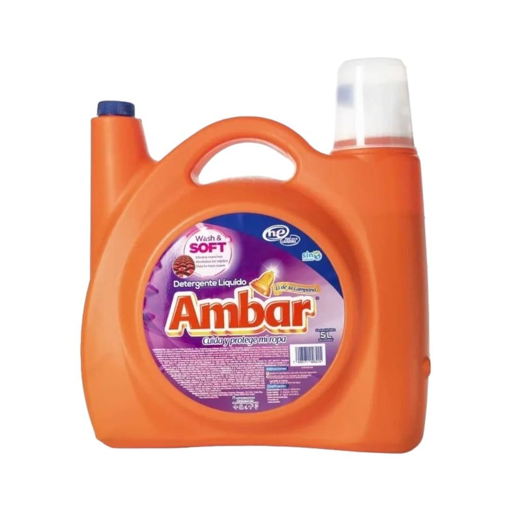 DETERGENTE LIQUIDO AMBAR WASH Y SOFT 5 LITROS