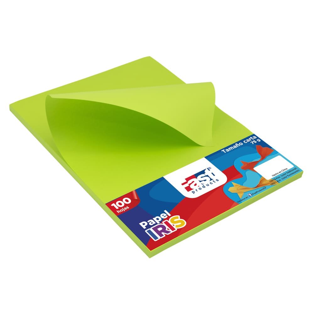 CIENTO DE HOJAS VERDES FLOURESCENTES CARTA FAST