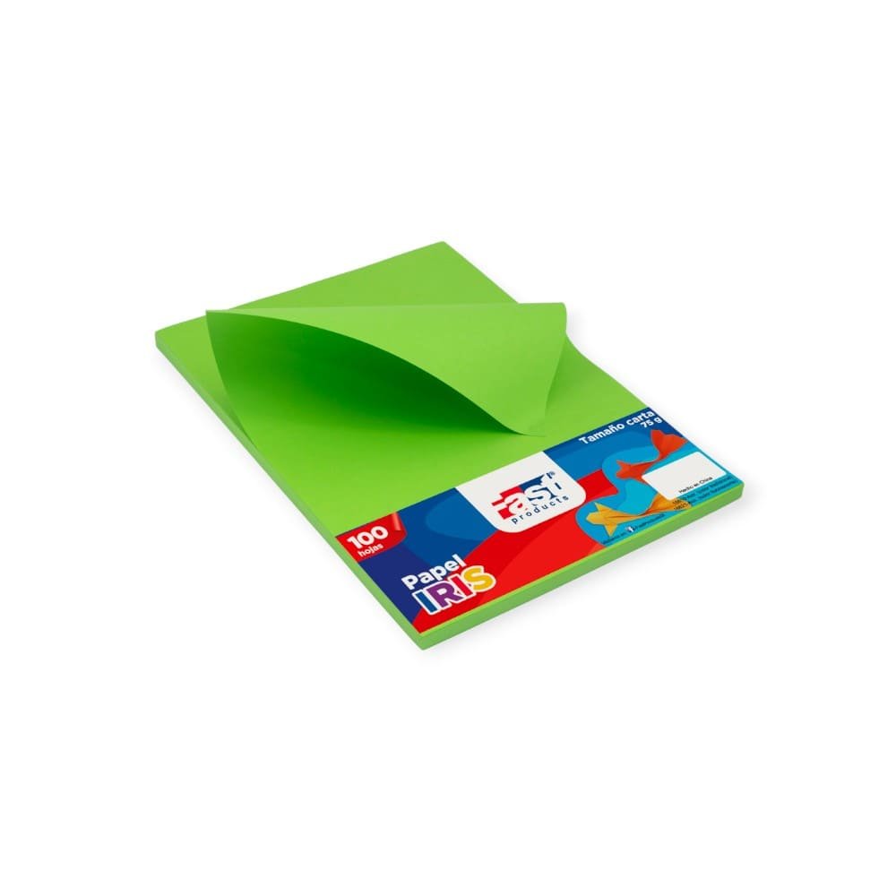 PAPEL BOND 75G FAST PAQUETE 100 UNI CARTA VERDE