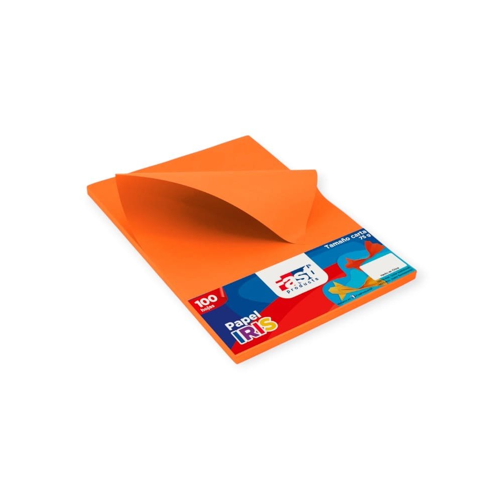 PAPEL BOND 75 GRAMOS PAQUETE 100 UNI FAST CARTA NARANJA