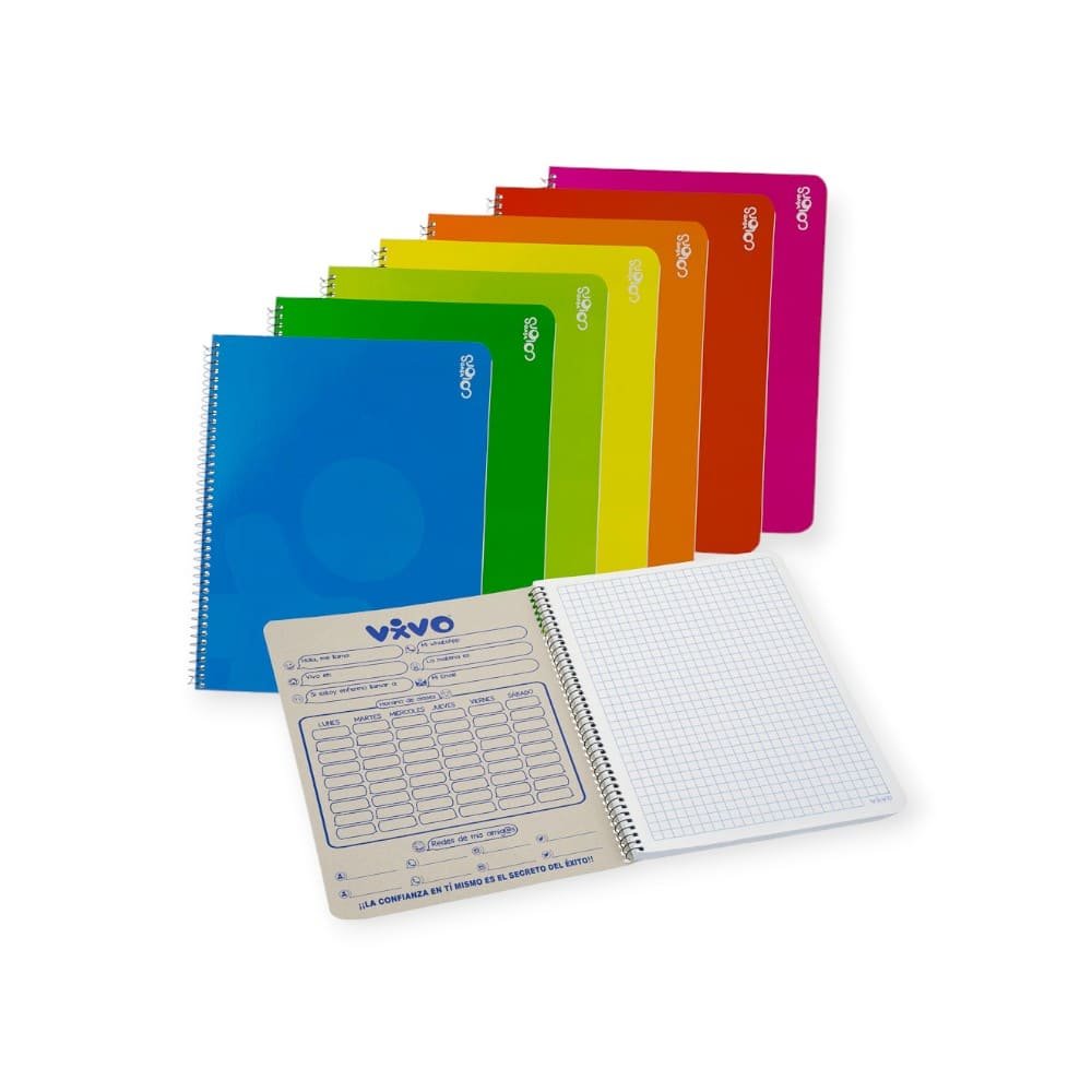 CUADERNO CON ESPIRAL VIVO 100H 240288 CUADROS
