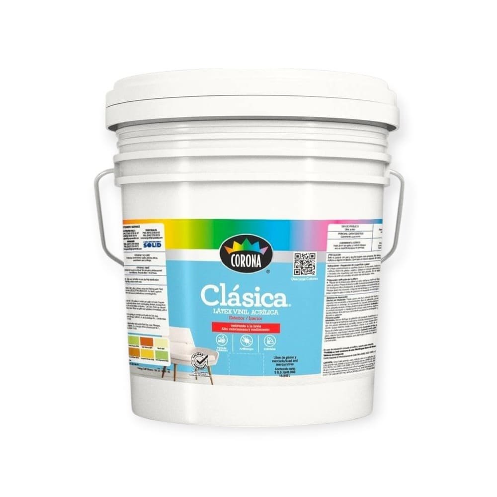 CUBETA DE PINTURA LATEX GRIS PERLA CLASICA CORONA