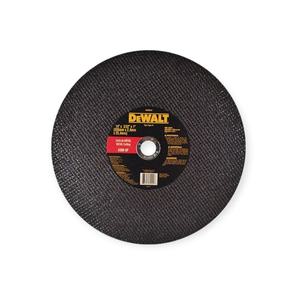 DISCO ABRASIVO PLANO CORTA METAL DEWALT TAMAÑO 14 IN