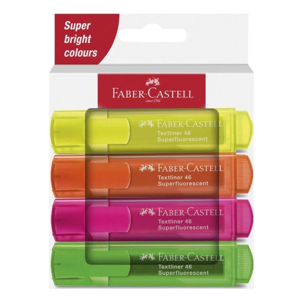 RESALTADOR FABER CASTELL 4644 4 COLORES NEON