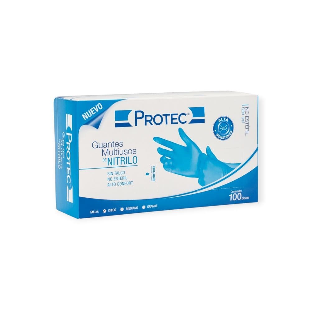 GUANTES DE NITRILO COLOR CELESTE  CAJA 100 UNIDADES PROTEC