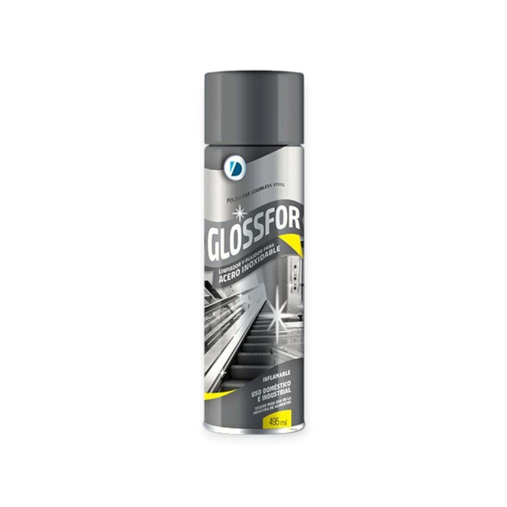 FRASCO GLOSSFOR  LIMPIADOR DE ACERO INOXIDABLE 495 ML