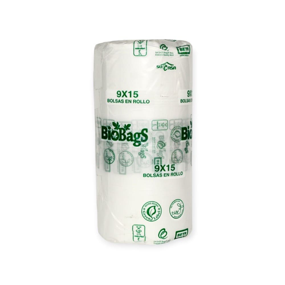 BOLSA EN ROLLO NATURAL BIODEGRADABLE 9 X 15 DE 5 LIBRAS