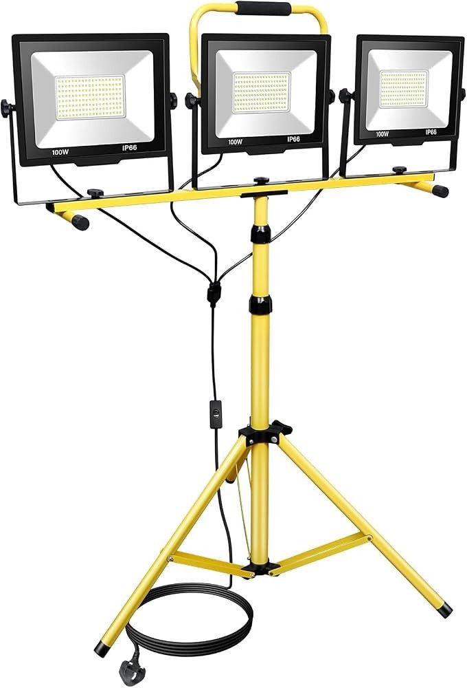 LUZ DE TRABAJO LED 3 LAMPARAS CON TRIPODE 150 WATTS